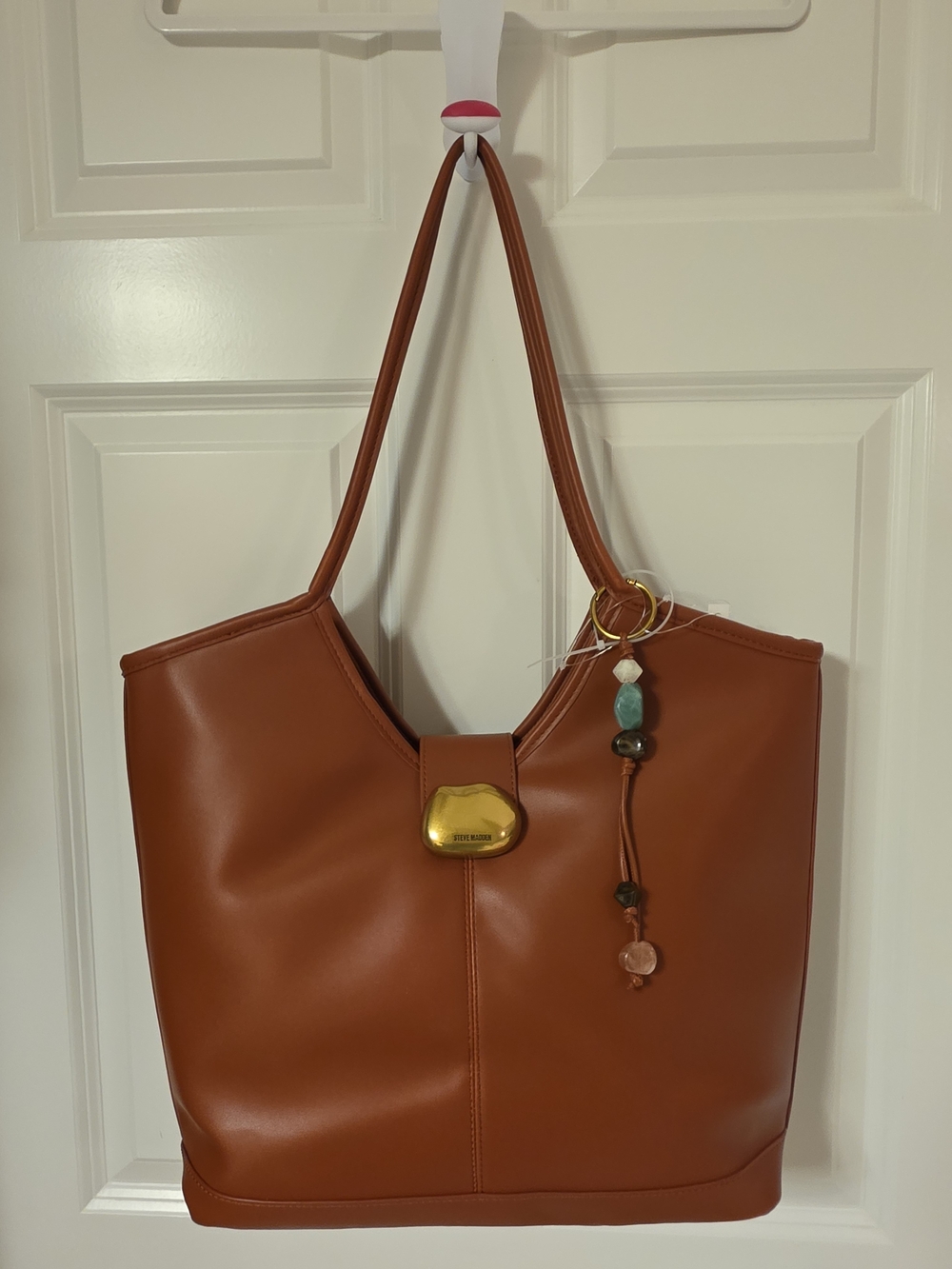 Steve Madden NWT Rust Brown Faux Leather Tote with Charm MSRP$128 - Picture 6 of 6